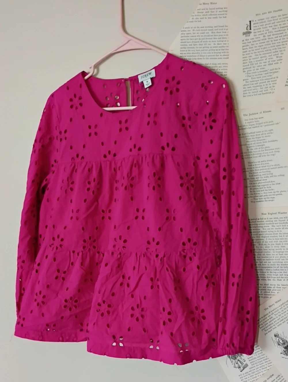 J.Crew Pink Eyelet Top